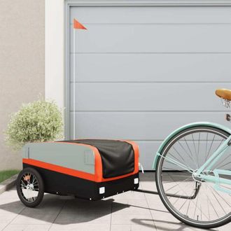vidaXL Remolque Para Bicicleta Hierro Negro Y Naranja 45 Kg Vidaxl