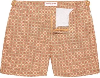 Orlebar Brown Costume da bagno Bulldog con motivo geometrico - Marrone