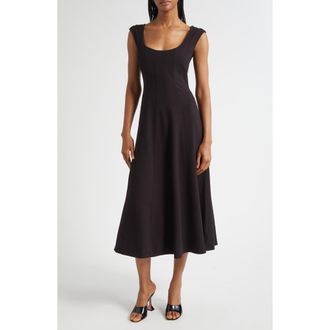 Staud Cap Sleeve Midi Dress in Black at Nordstrom Rack, Size 0