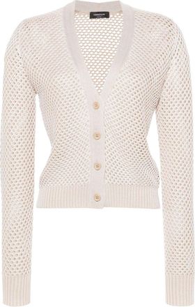 Fabiana Filippi V-neck open-knit cardigan - women - Viscose/Polyester/Cotton - 42 - Neutrals