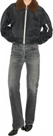 Re/Done Shrunken Bomber Jacket In Black