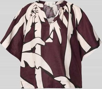 Christian Berg Boxy Fit Leinenbluse im Allover-Look in Schoko, Gr&ouml;&szlig;e 34