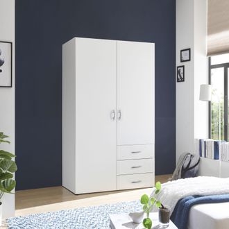 Schlafkontor Drehtürenschrank »Harry Schlafzimmerschrank Bestseller in weiss« Kleiderschrank Garderobe mit 3 Schubkästen, in 2 Breiten
