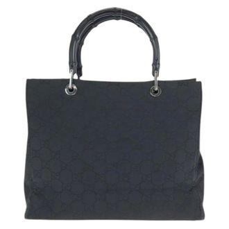 Gucci Pre-owned Handbags, female, Black, Size: ONE SIZE Pre-owned Bamboo Nylon Tote Bag