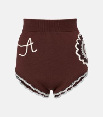 Alemais Alémais Crochet high-rise wool-blend micro shorts