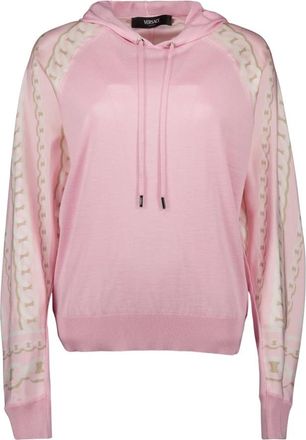 Versace Hoodies, female, Pink, Size: 2XS Silk and cotton pink hoodie