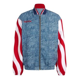 adidas Denim Graphic Track Top White Dark Blue KB2712