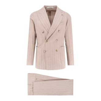 Tagliatore Double-Breasted Suit - male - Tagliatore - Double Breasted Suits - Beige - XL - Suits