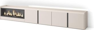 Skraut Home Skraut Home - Mueble Tv, Televisi&oacute;n, Muebles De Sal&oacute;n, Almacenaje, 315x35x50cm, Para Tv Hasta 80, Chimenea El&eacute;ctrica Xxl, Led, Estilo Moderno, Beige