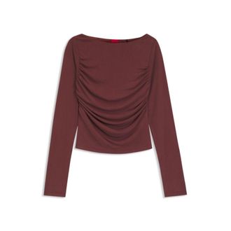 HUGO BOSS Slim-fit cupro top with modern boatneck