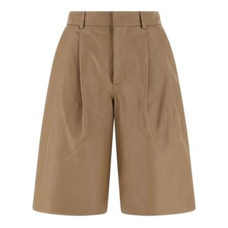 Yves Salomon Nappa Bermuda Shorts - Dames - Korte Broeken - Beige - 2XS - Leer - Korte Broeken