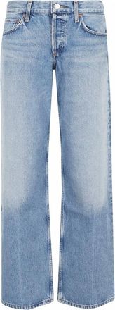 A Gold E Jeans, Dames, Blauw, W24, Katoen, Low Rise Loose Jeans