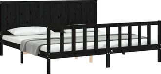 vidaXL Estructura De Cama Con Cabecero Madera Maciza Negro 200x200 Cm Vidaxl