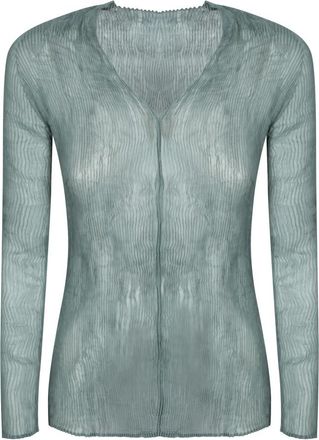 Issey Miyake Chiffon Twist Top - Dames - Blouses - Groen - M - Chiffon - Overhemden