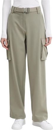 Guess High Waist Cargo Broeken - Dames - Wijde Broeken - Groen - XL - Polyester - Broeken
