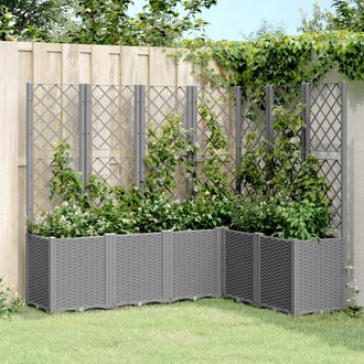 vidaXL Jardinera Con Enrejado Pp Gris Claro 160x120x140 Cm Vidaxl