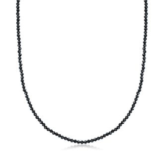 Ross-Simons Black Spinel Bead Necklace With 18kt Gold Over Sterling