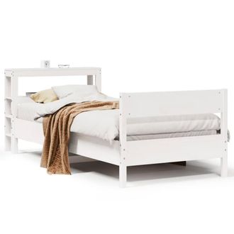 Berkfield Home Bed Frame Frame White 75x190 cm Small Single Solid Wood Pine