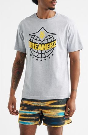 Overtime City Dreamerz Globe Cotton Graphic T-Shirt in Grey at Nordstrom, Size Xx-Large