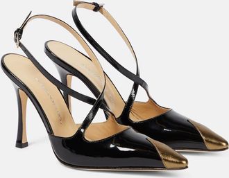 Alessandra Rich Paneled patent leather pumps