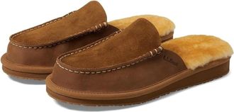 L.L.Bean Womens L. L.Bean Wicked Good Slipper Brown Leather Moc Toe Slip-On HAWK1578