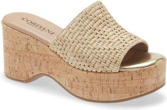 Cordani Joey Platform Slide Sandal in Beige Raffia at Nordstrom, Size 6.5Us