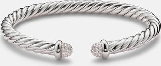 David Yurman Pulsera Cable Flex de plata de ley con diamantes