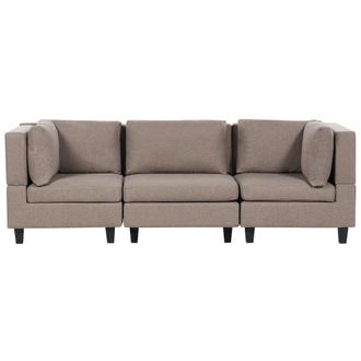 Beliani Sof&aacute; Modular Moderno 3 Plazas Tapizado Tela Poli&eacute;ster Respaldo Acolchado Marr&oacute;n Unstad