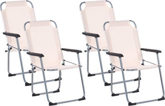 Beliani Set of 4 Garden Chairs Beige Steel Frame Textile Matt Powder Coated Folding Modern Outdoor GALATSI
