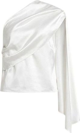 Alberta Ferretti Satijnen top met &eacute;&eacute;n schouder en draperie - Dames - Tops - Wit - Maat: XS Satijn