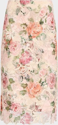 Emanuel Ungaro Claro Floral Lace Midi Skirt