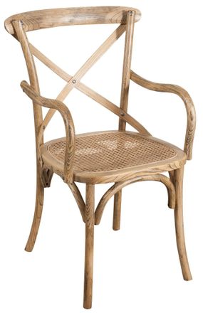 Biscottini International Biscottini - Silla De Cocina Silla Thonet De Madera Y Rat&aacute;n 90x50x44 Cm Sill&oacute;n Vintage Con Reposabrazos Sillas De Comedor Silla Moderna