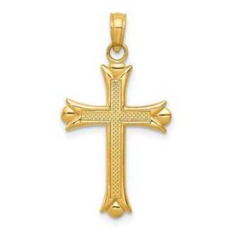 Diamond2Deal 10k Yellow Gold Fleur De Lis Cross Pendant