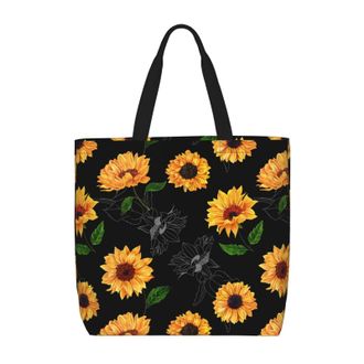 Generic Women Handbag Sumflower Daily Bag Casual Folding Shopping Bags, For Wedding, Holiday, Christmas, School, Swim