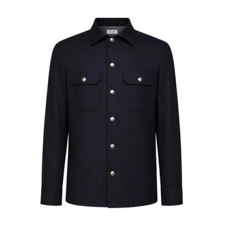 Brunello Cucinelli Jassen, Heren, Zwart, S, Wol, Overshirt van scheerwol