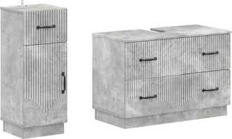 vidaXL Juego De Gabinete De Ba&ntilde;o De 2 Piezas Hoorn Gris Hormig&oacute;n Vidaxl