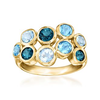 Ross-Simons Tonal Blue Topaz Bubble Ring in 18kt Gold Over Sterling