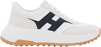 Hogan Leather Lace-Up Sneakers with Suede Accents and Bold Logo Detail