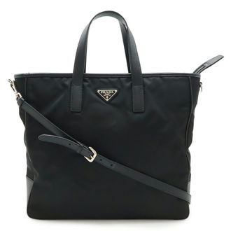 Prada Black Nero Nylon Shoulder Bag Tote Bag (Pre-Owned)