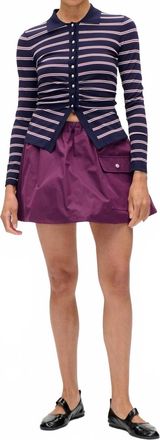 Baum Und Pferdgarten Camiline Jewel Button Front Cardigan In Navy Blue/red/white