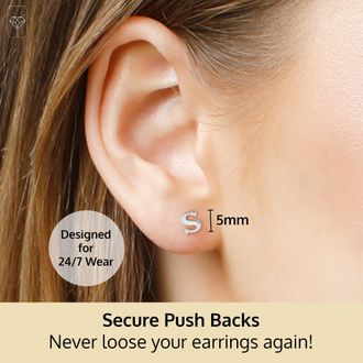 MAX + STONE 14k Yellow or White Gold Small Script Initial Letter Stud Earrings