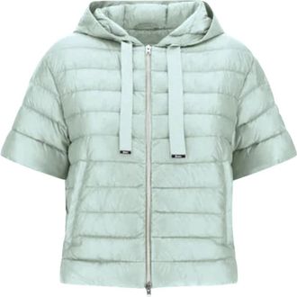 Herno Ultralichte Nylon Jas met Capuchon en Korte Mouwen - Dames - Winterjassen - Groen - L - Nylon - Jassen