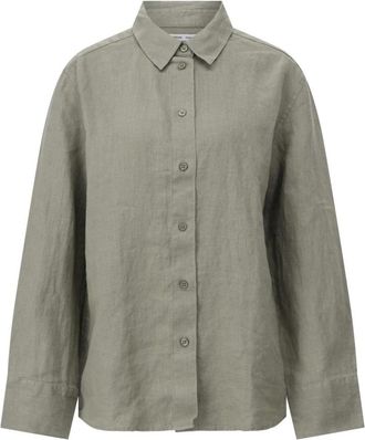 Sams&oslash;e & Sams&oslash;e Linnen blouse met klassieke uitstraling - Dames - Overhemden - Groen - XS - Linnen - Overhemden
