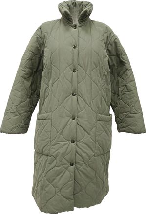 A.P.C. A. P.C. Single-Breasted Quilted Coat in Green Cotton