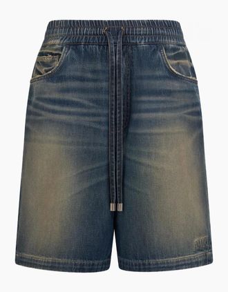 Amiri Mens Drawstring Denim Shorts Navy - Blue - Size: 33/32/32