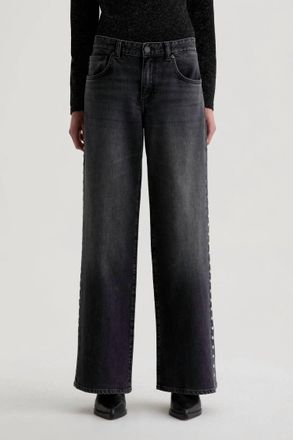 AG - Adriano Goldschmied Adria Studded Low-Rise Wide Leg Jeans In Immensity
