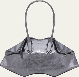 Alexander McQueen Manta Top-Handle Bag in Metallic Leather