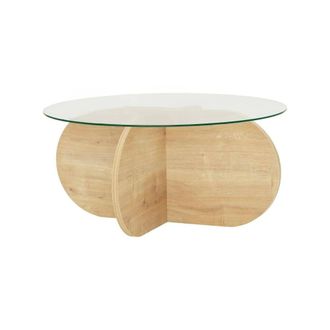 Dmora Mesa de centro en madera melaminada roble marr&oacute;n