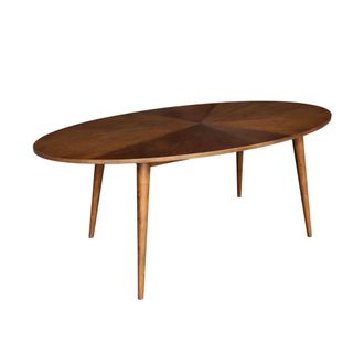 Sweeek Mesa de comedor ovalada de madera de hevea y chapa de roble para 6