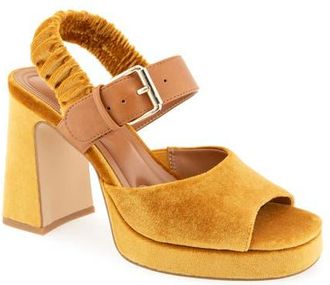 Christian Siriano Finzee Block Heel Platform Sandal in Cognac at Nordstrom, Size 8.5